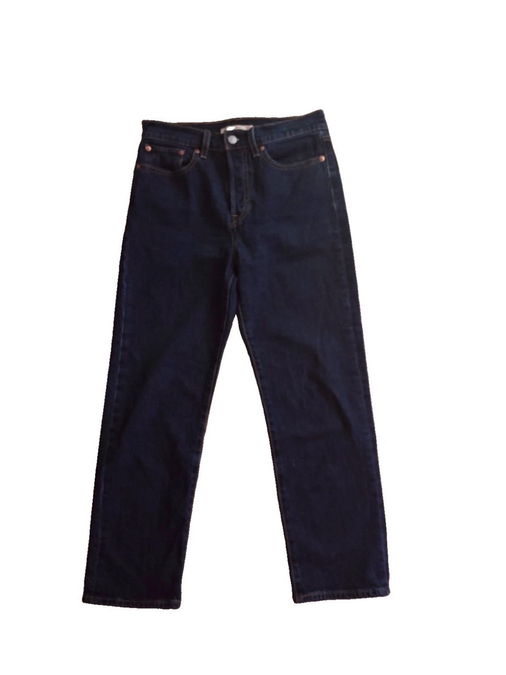 Levi's Premium Wedgie Straight Blue Cropped High-Rise Jeans - 27 - Picture 2 of 7
